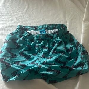 Teal and dark burgundy Patterned Swim Shorts men’s small